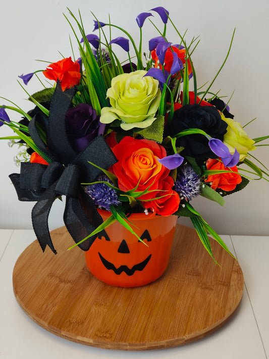 Bright Halloween Pumpkin Artificial Flower Arrangement