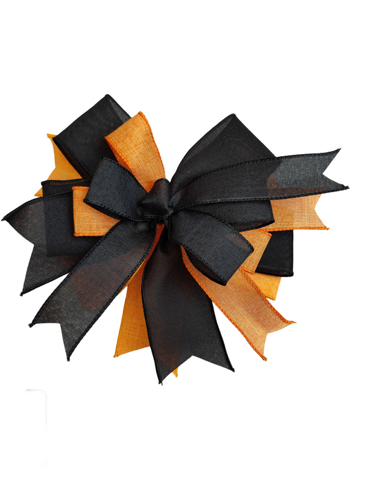 Black and Orange Halloween Bow 10 inch No Tails