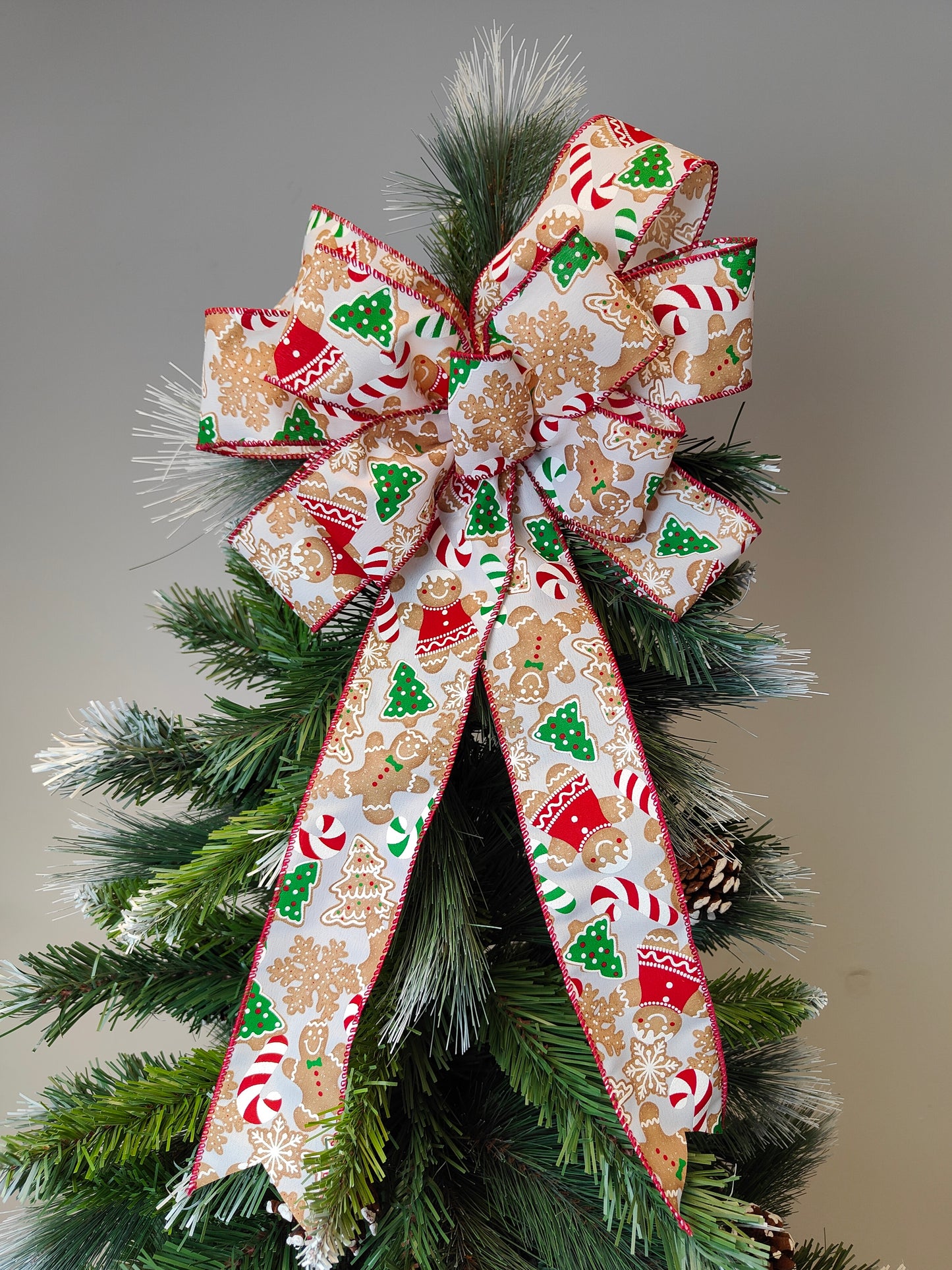 Red White Green Gingerbread Man Bow