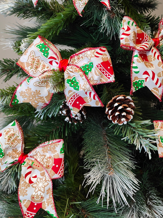 Gingerbread Man Bows Christmas Tree Pack 6