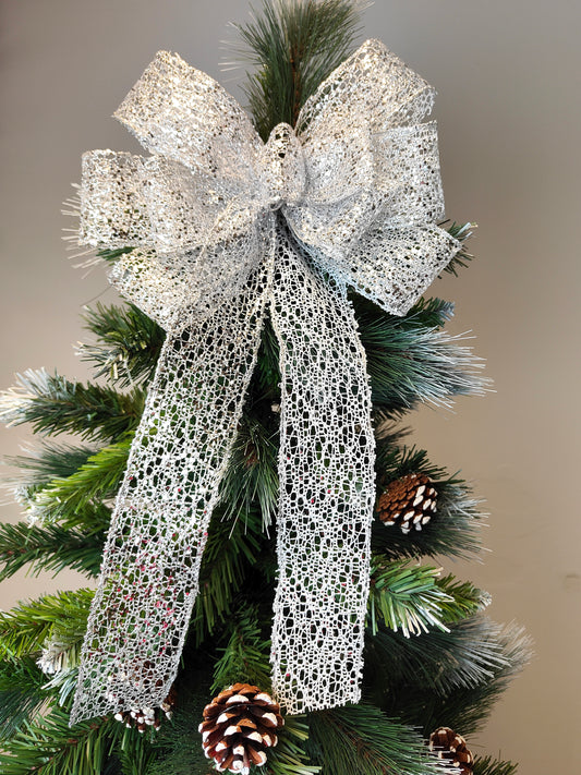 Deluxe Silver Glitter Bow