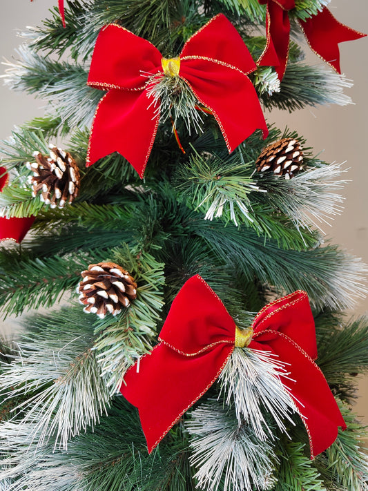Red Velvet Bows Christmas Tree Pack 6