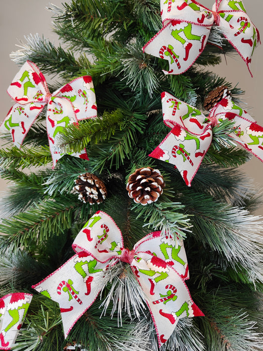 Christmas Green Monster Bows Christmas Tree Pack 6