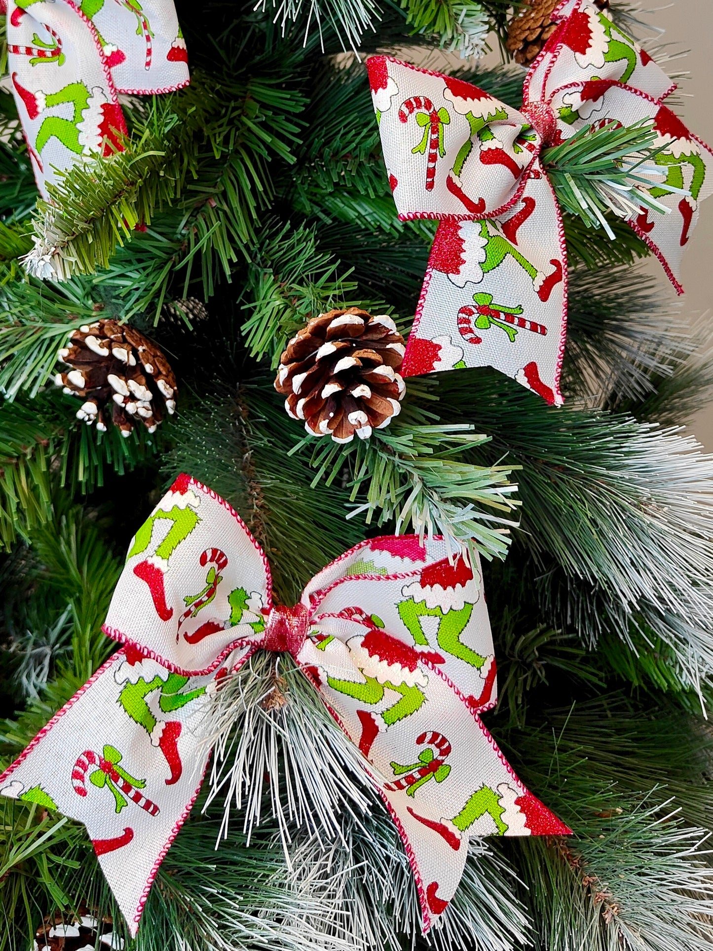 Christmas Green Monster Bows Christmas Tree Pack 6
