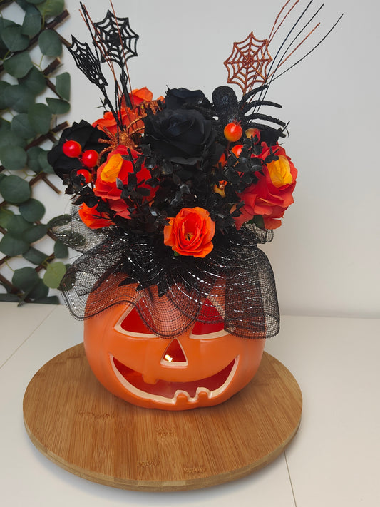 Black Halloween Pumpkin Artificial Flower Arrangement