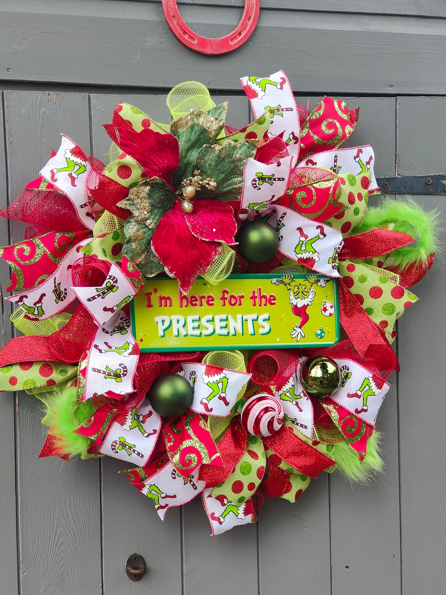 Christmas Green Monster Present Wreath