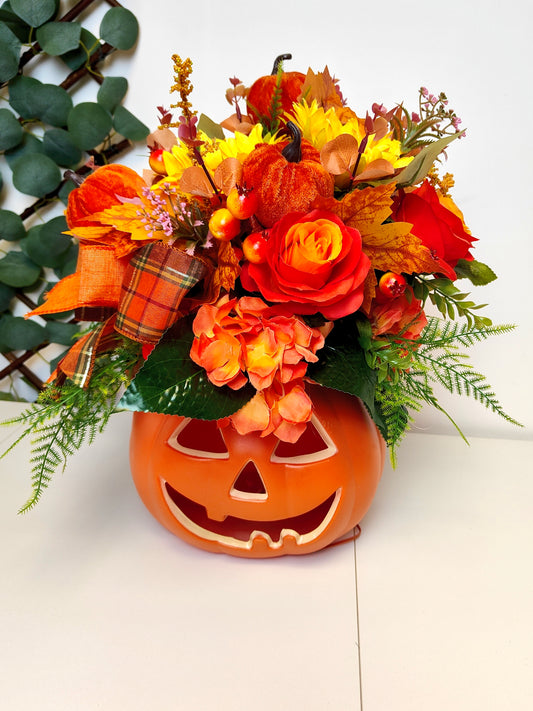 Pumpkin Velvet Artificial Flower Arrangement