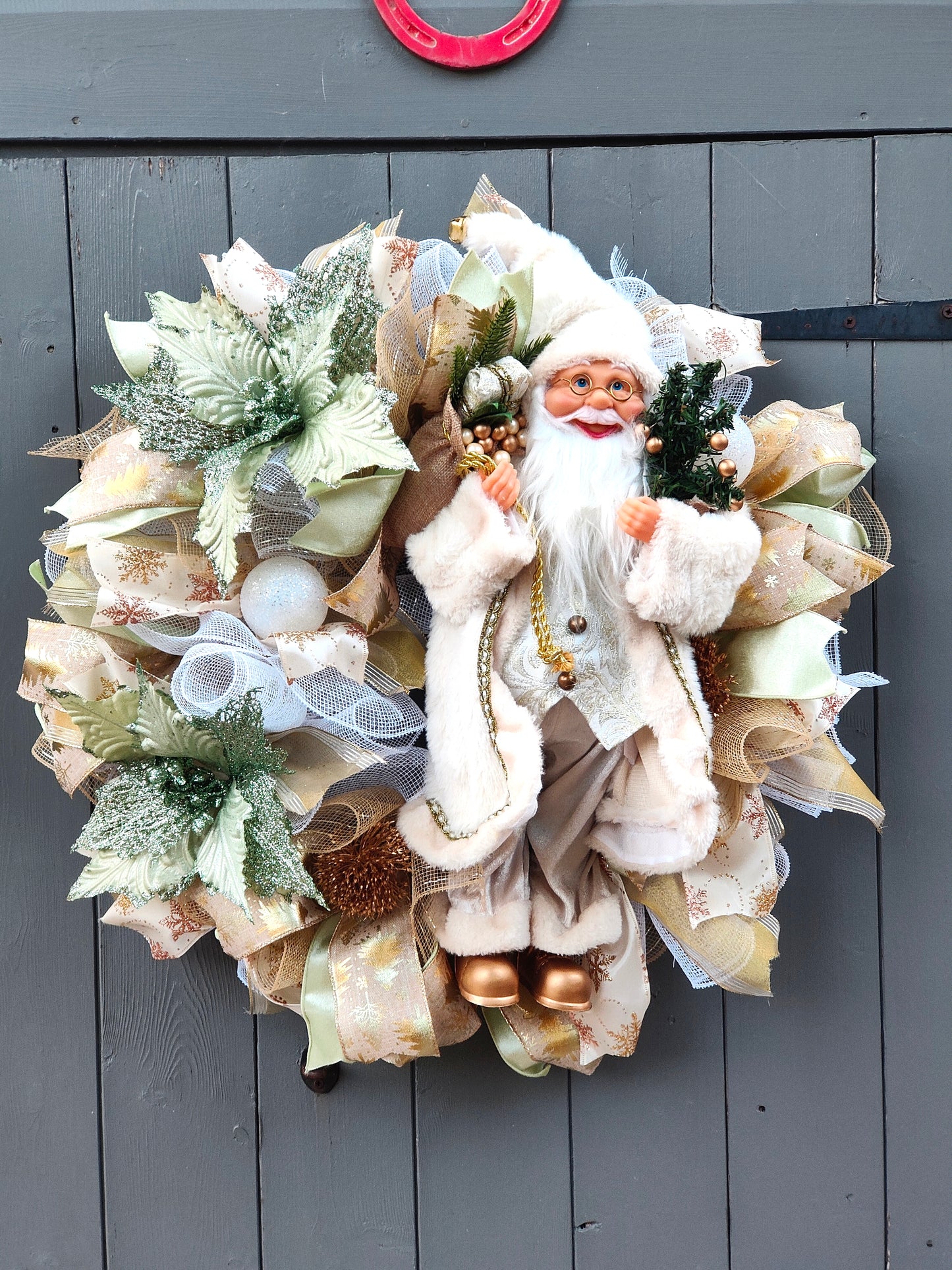 Nordic Santa Christmas Poinsettia Wreath