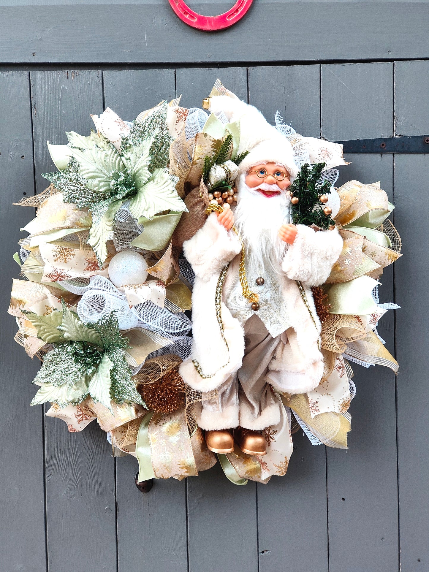 Nordic Santa Christmas Poinsettia Wreath