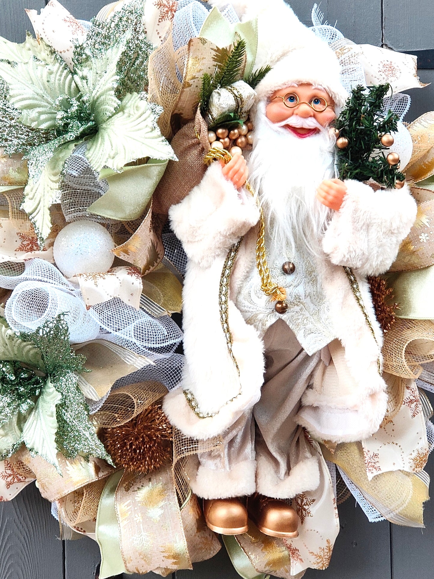 Nordic Santa Christmas Poinsettia Wreath