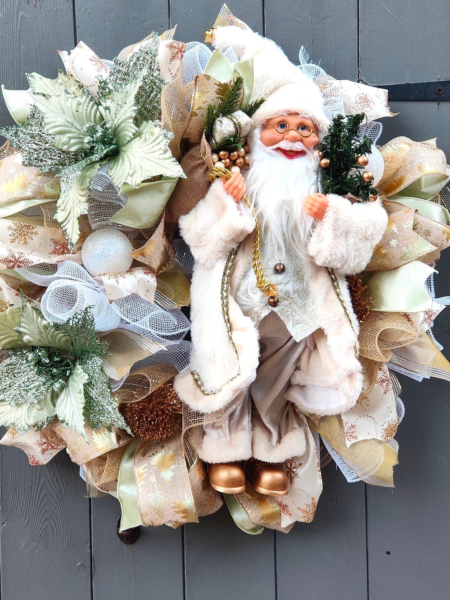 Nordic Santa Christmas Poinsettia Wreath