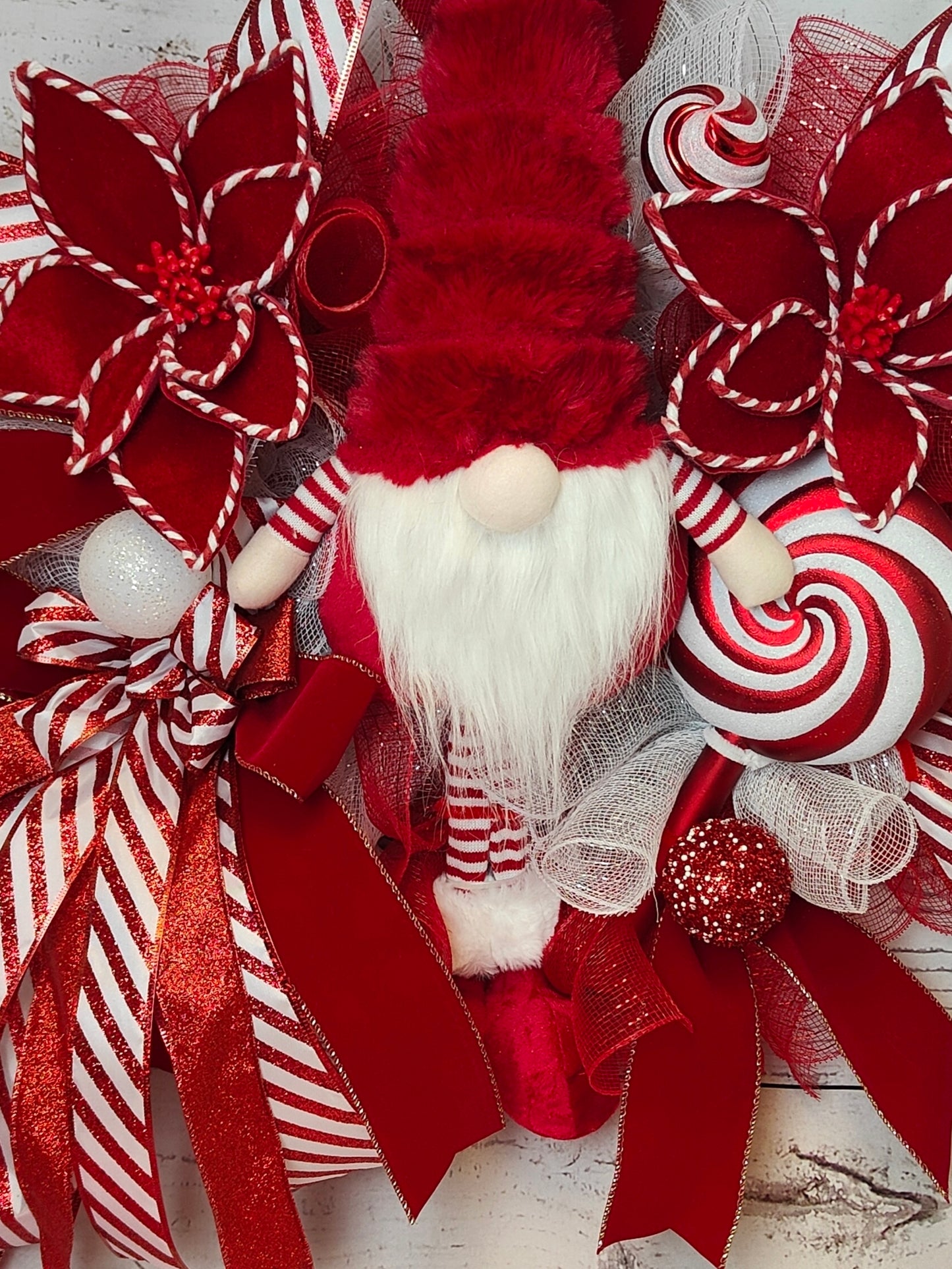 Red White Candycane Gonk Christmas Wreath