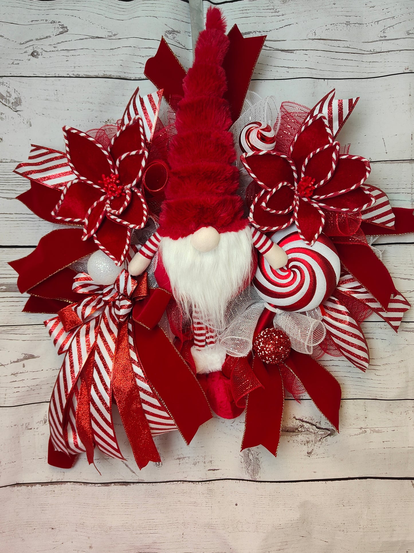 Red White Candycane Gonk Christmas Wreath