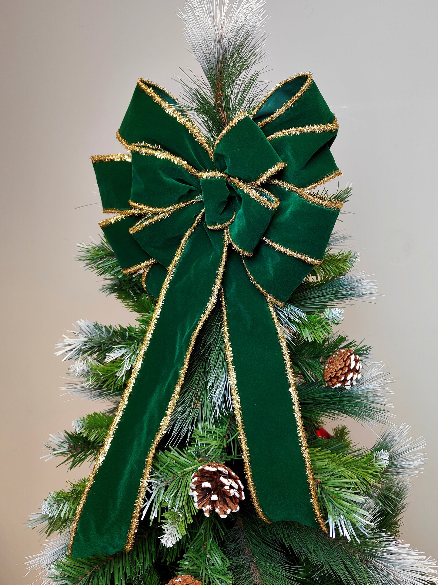 Emerald Green and Gold Velvet Bow