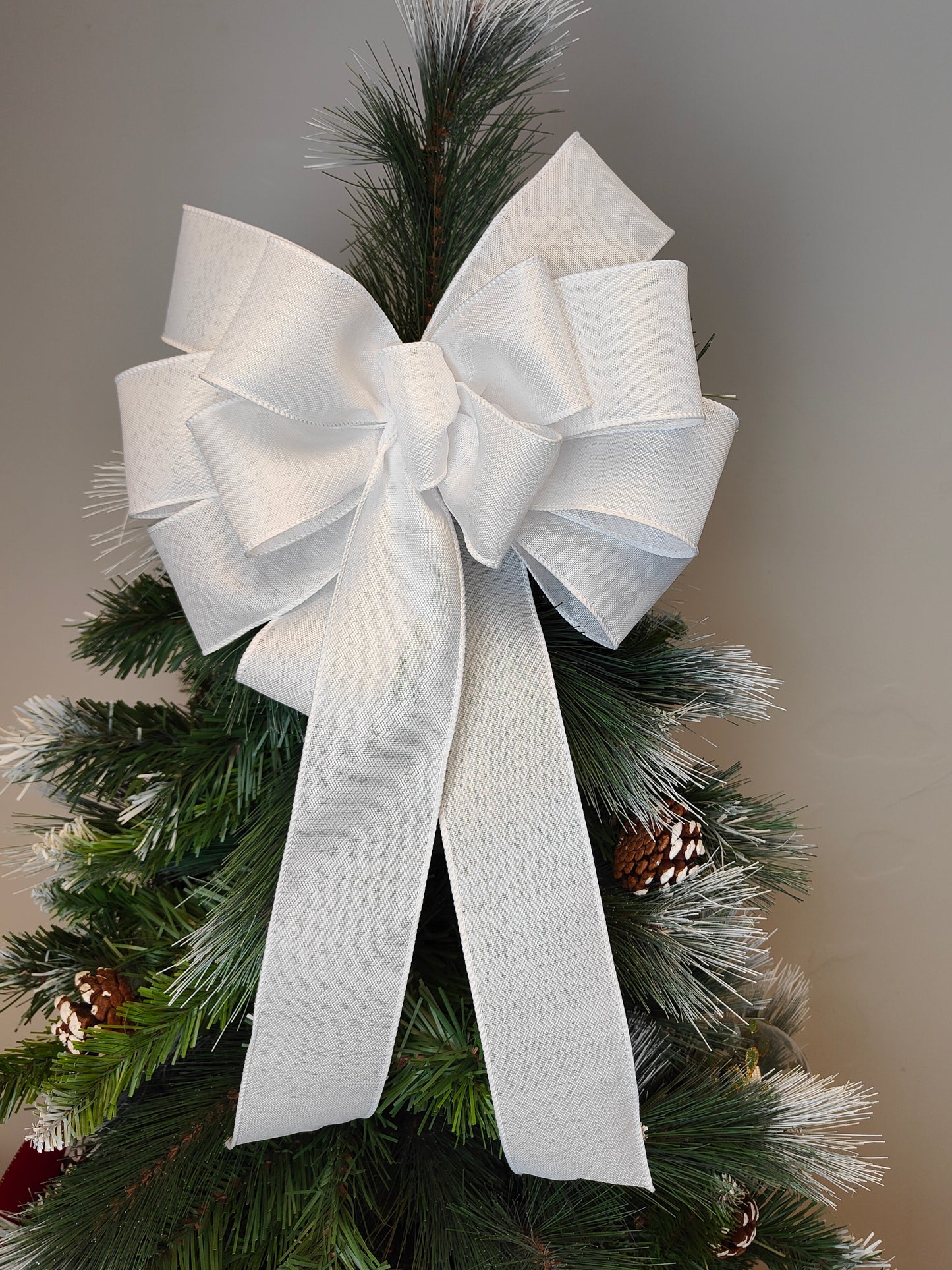 White Christmas Tree Topper Bow