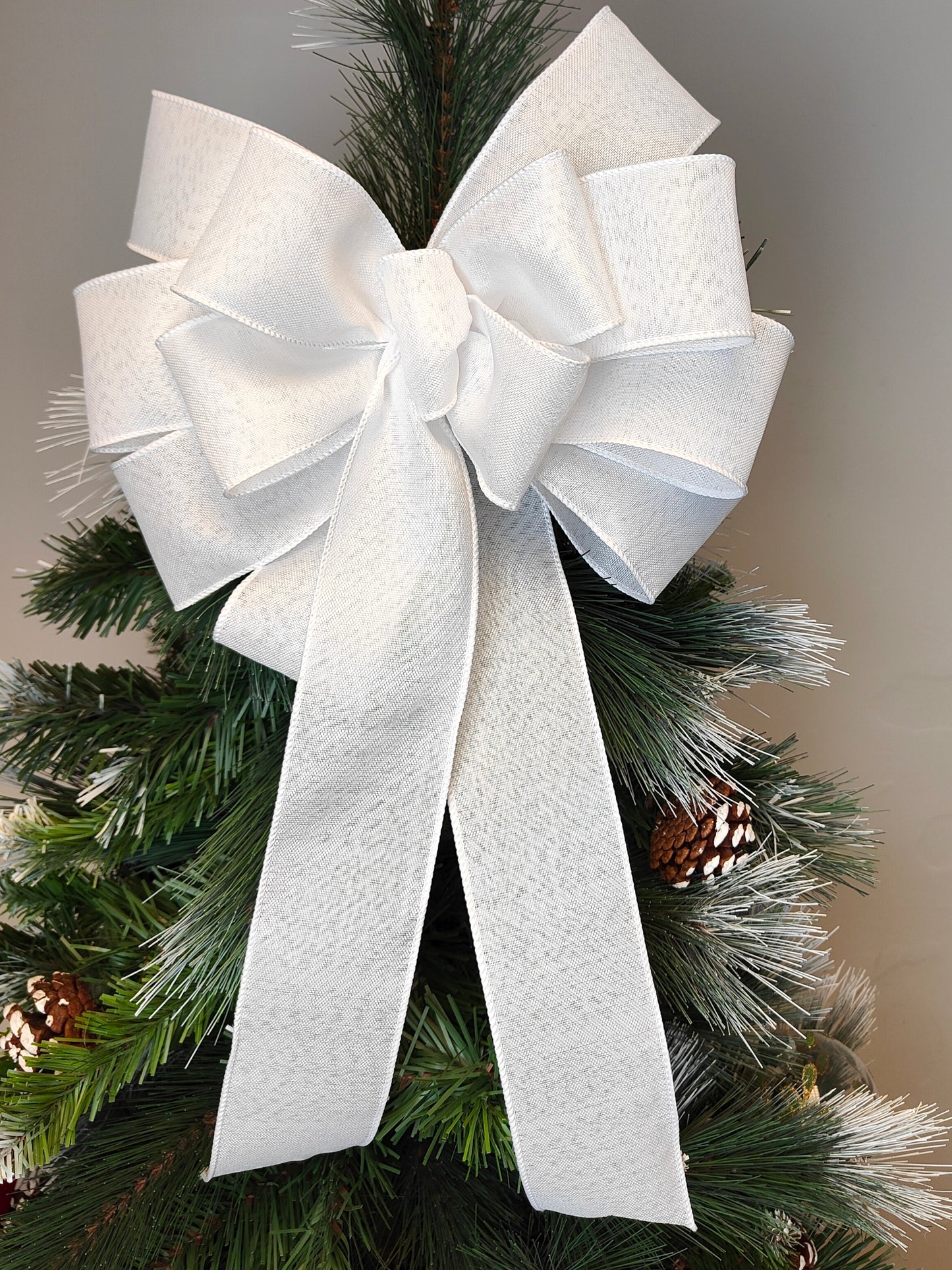White Christmas Tree Topper Bow