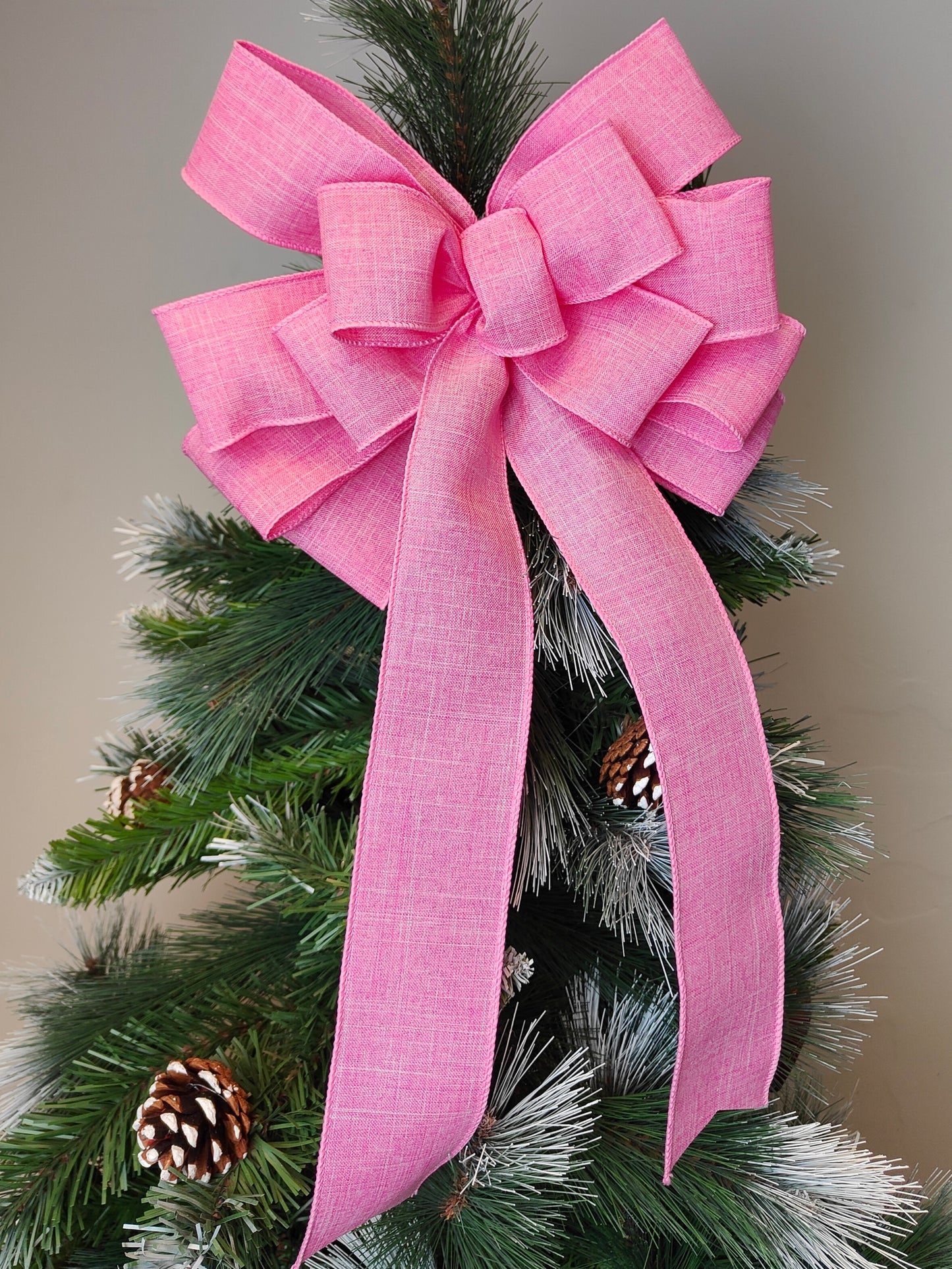 Candy Pink Christmas Tree Topper Bow