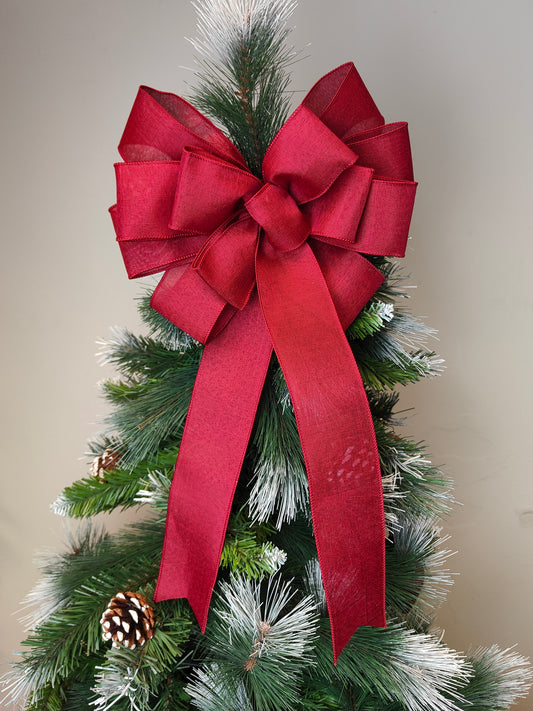 Burgundy Christmas Tree Topper Bow
