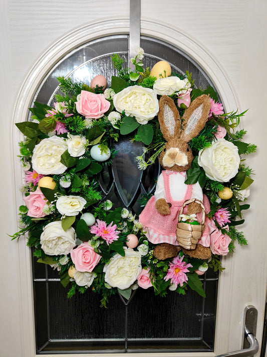 Miss Bunny Easter Artificial Flower Wreath