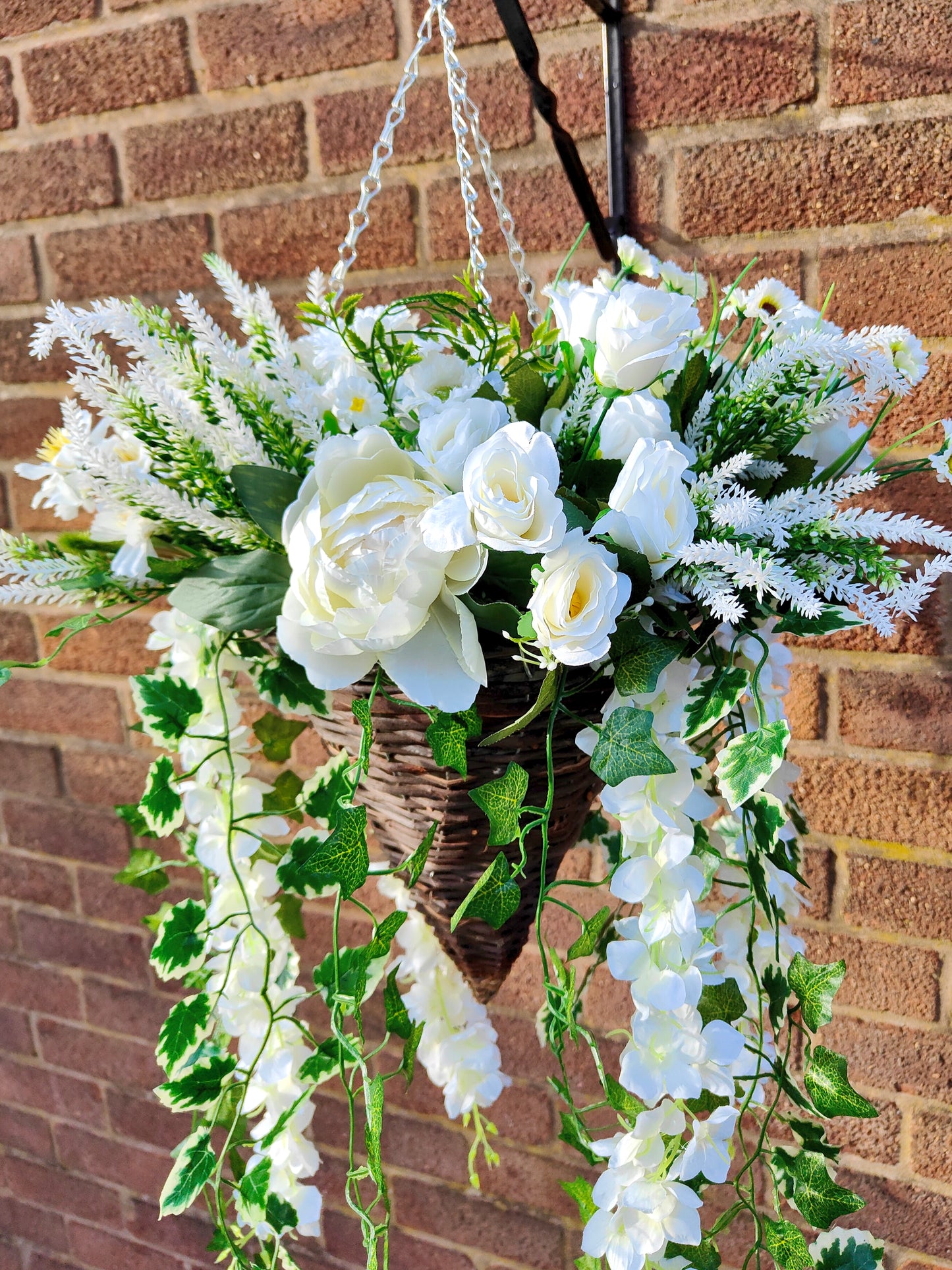 Deluxe Natural Artificial Flower Hanging Basket 12 inch