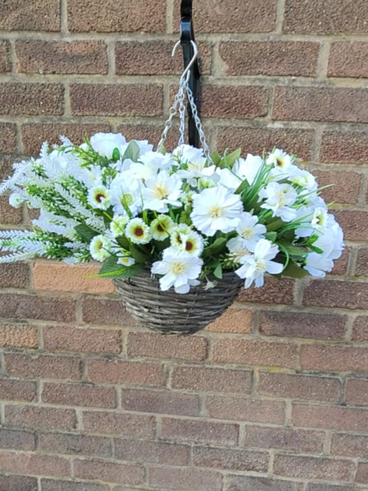 Natural Artificial Flower Hanging Basket 10 inch