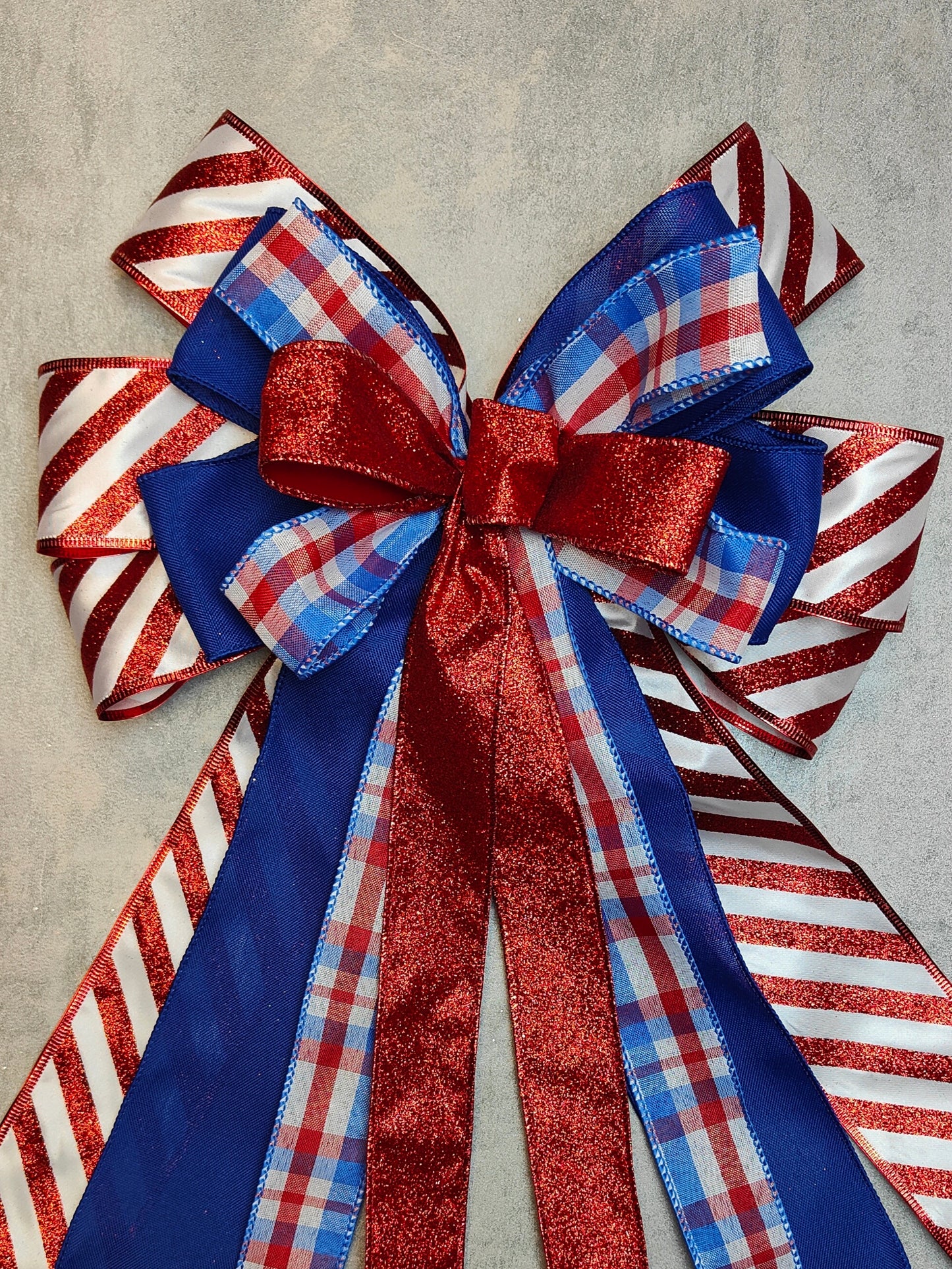 Red White & Blue Glitter Patriotic Glitter Wreath Bow for Front Door