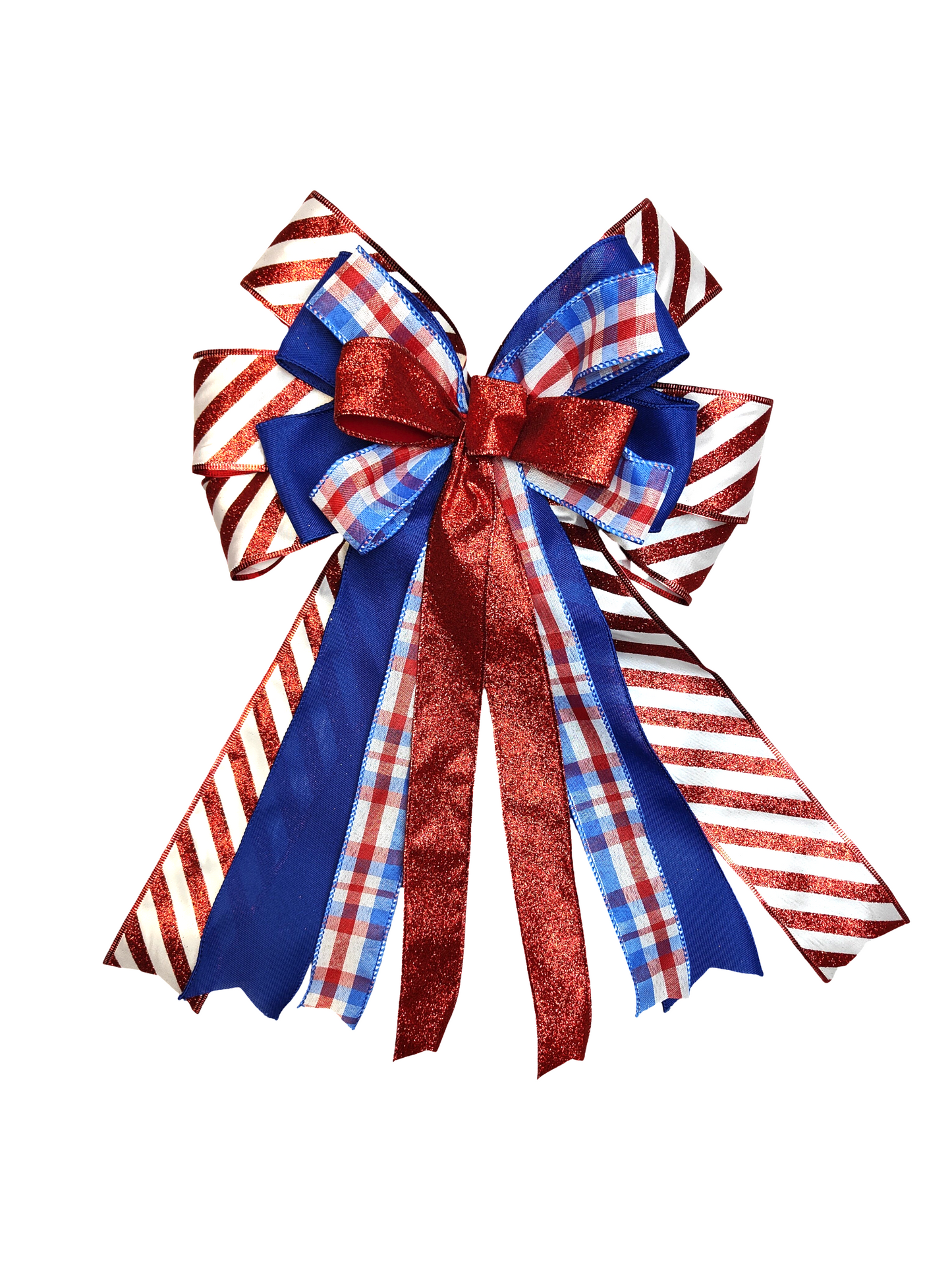 Red White & Blue Glitter Patriotic Glitter Wreath Bow for Front Door