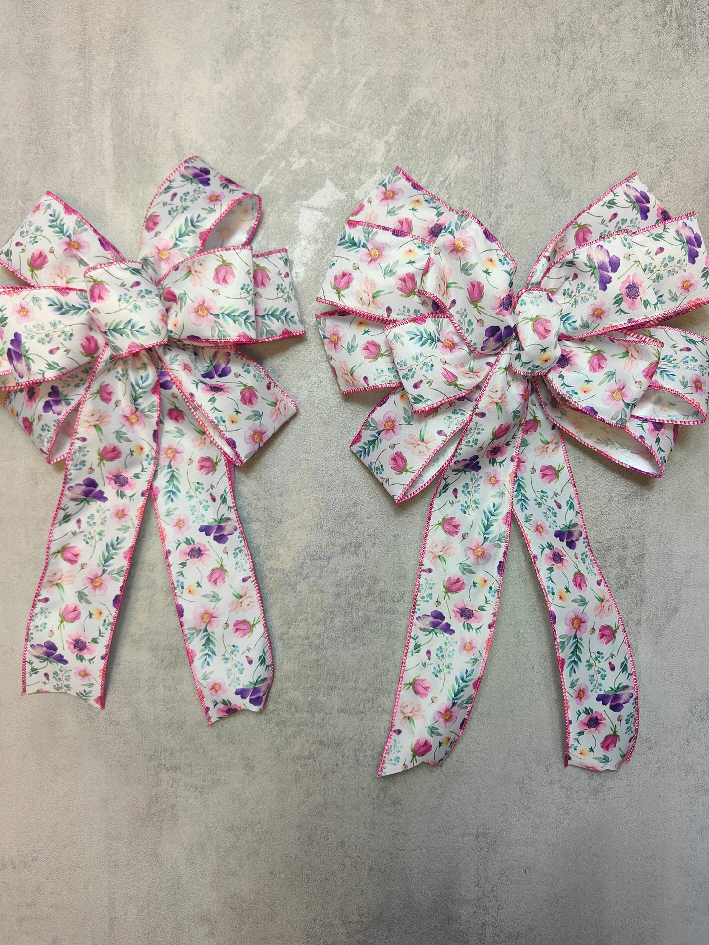 Pink Purple Flower Wreath Bow