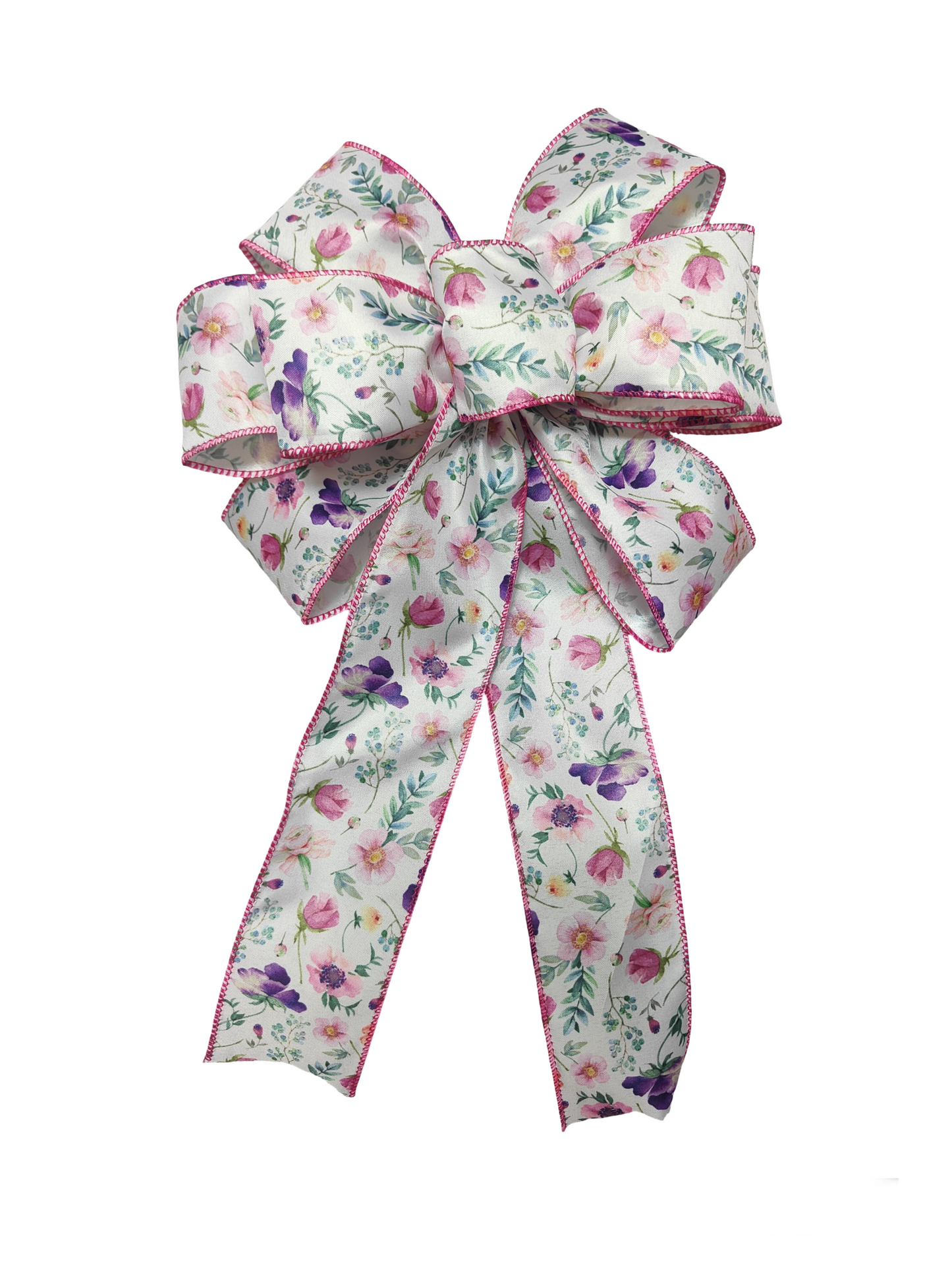 Pink Purple Flower Wreath Bow
