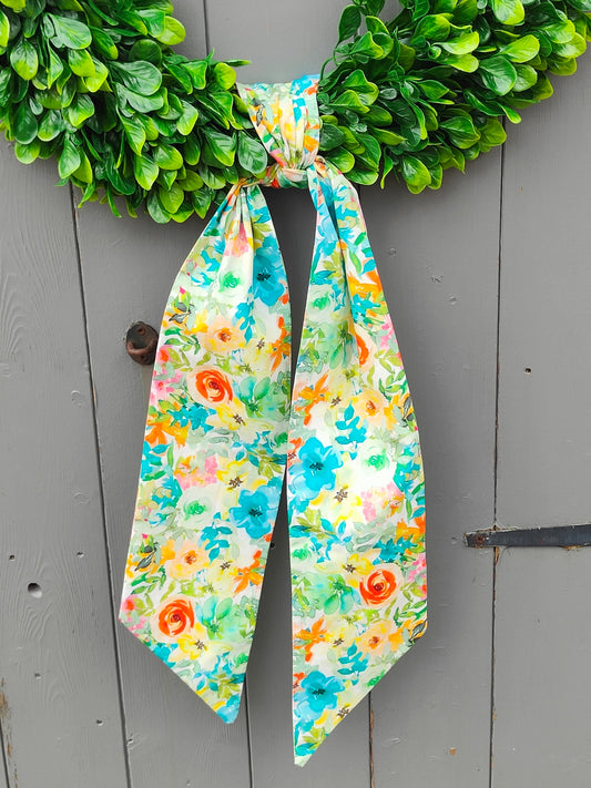 Bright Floral Rose Print Wreath Sash