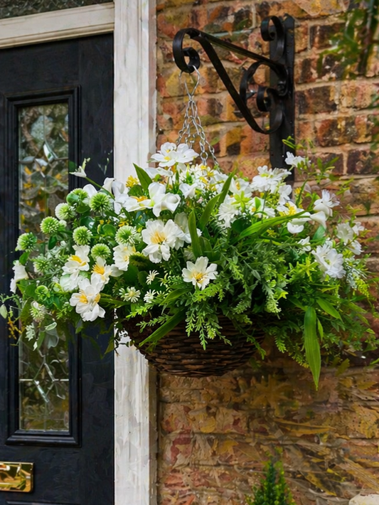 Neutral Artificial Flower Hanging Basket 10 inch
