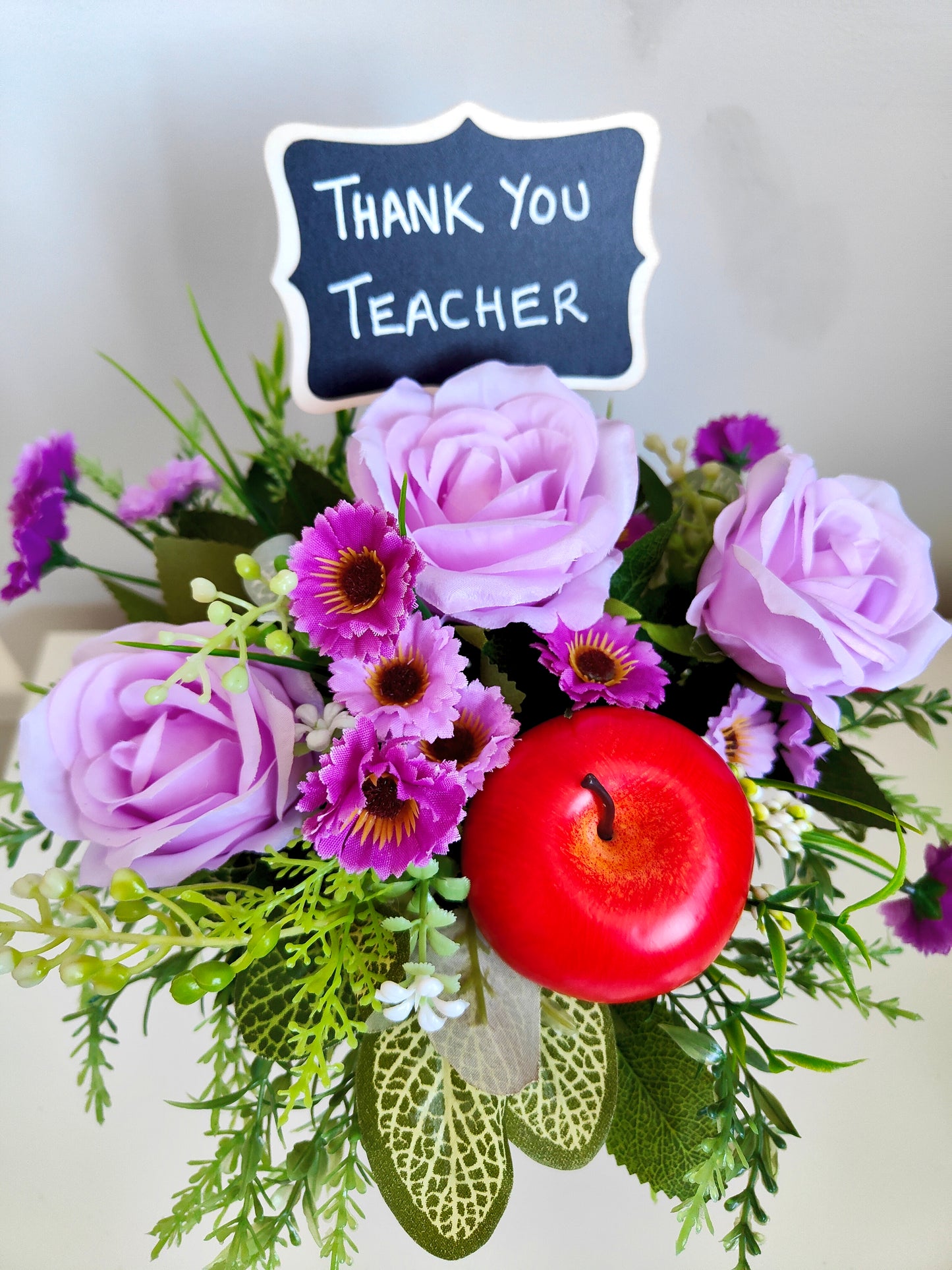 Purple Pencil Pot Artificial Flower Bouquet Teacher Gift