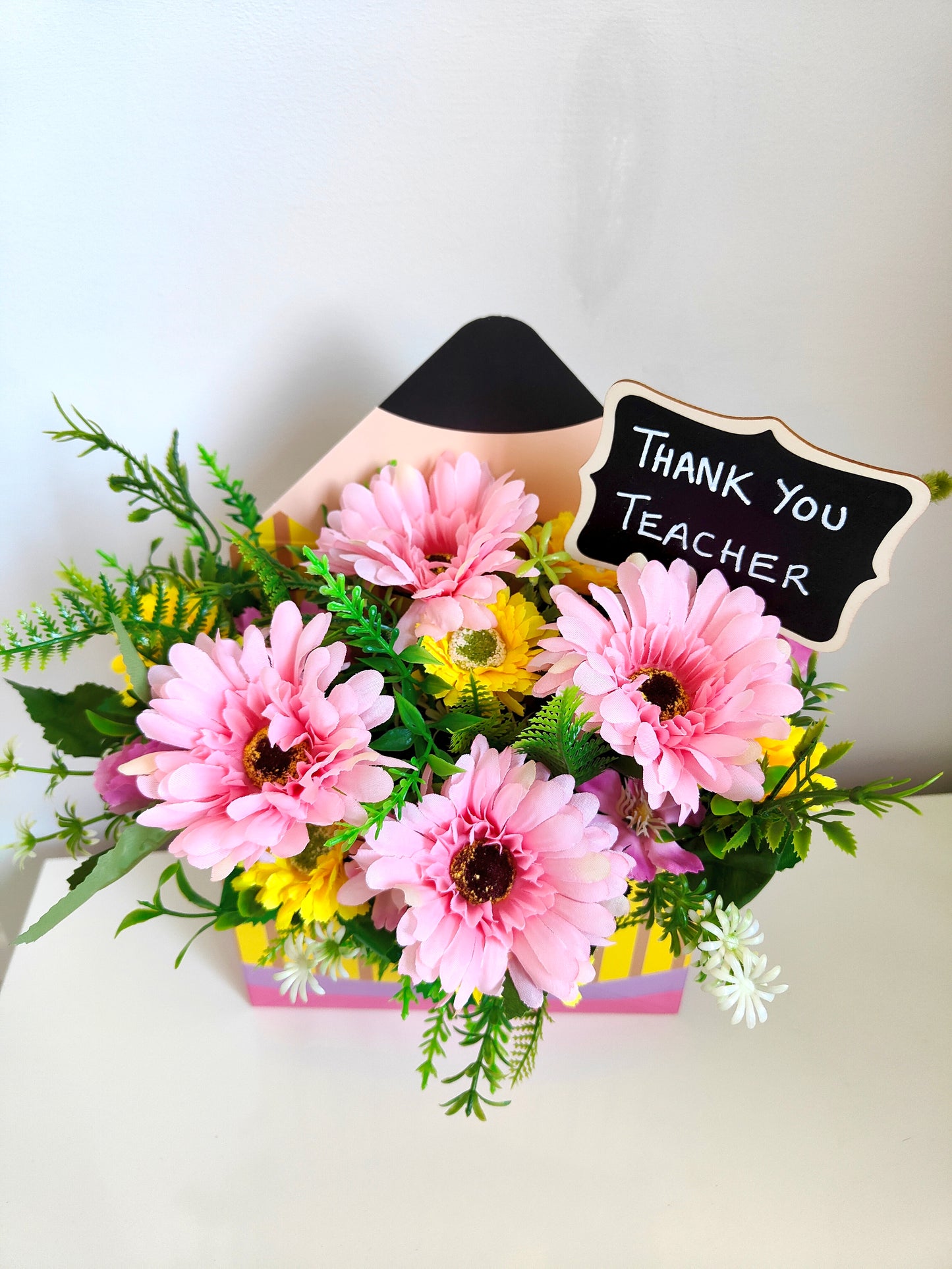 Pencil Artificial Flower Bouquet Teacher Gift Arrangement