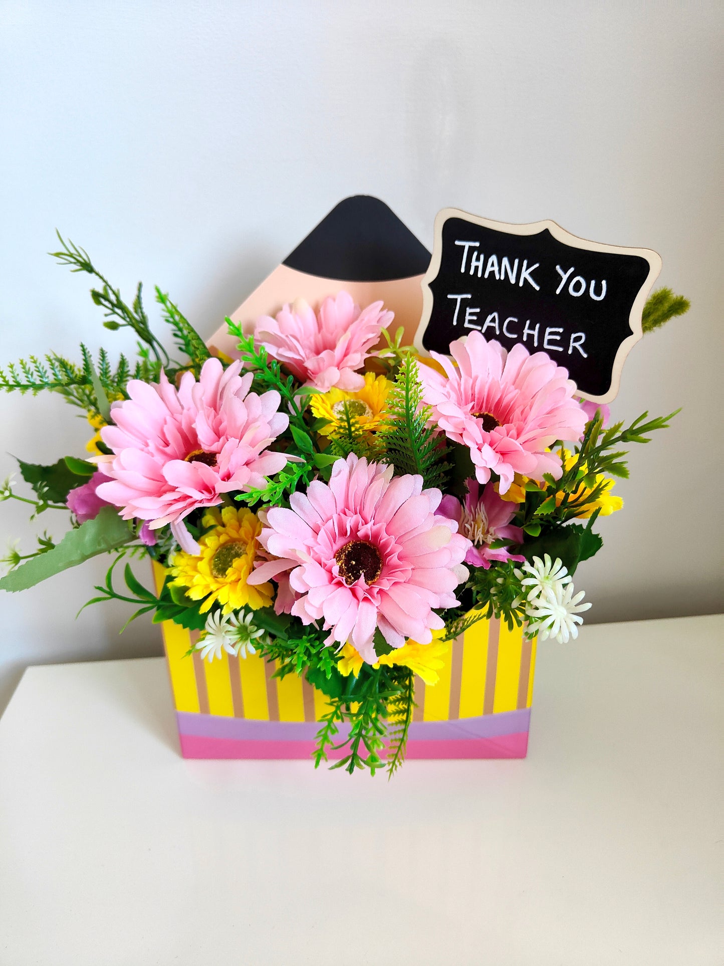 Pencil Artificial Flower Bouquet Teacher Gift Arrangement
