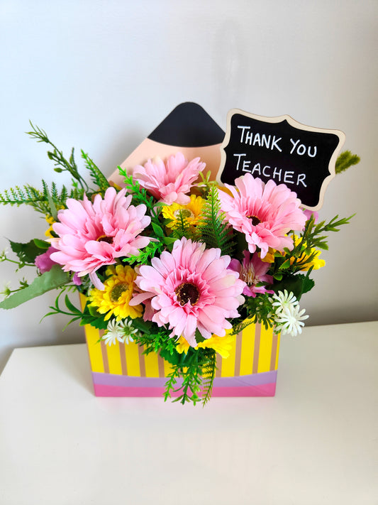 Pencil Artificial Flower Bouquet Teacher Gift Arrangement