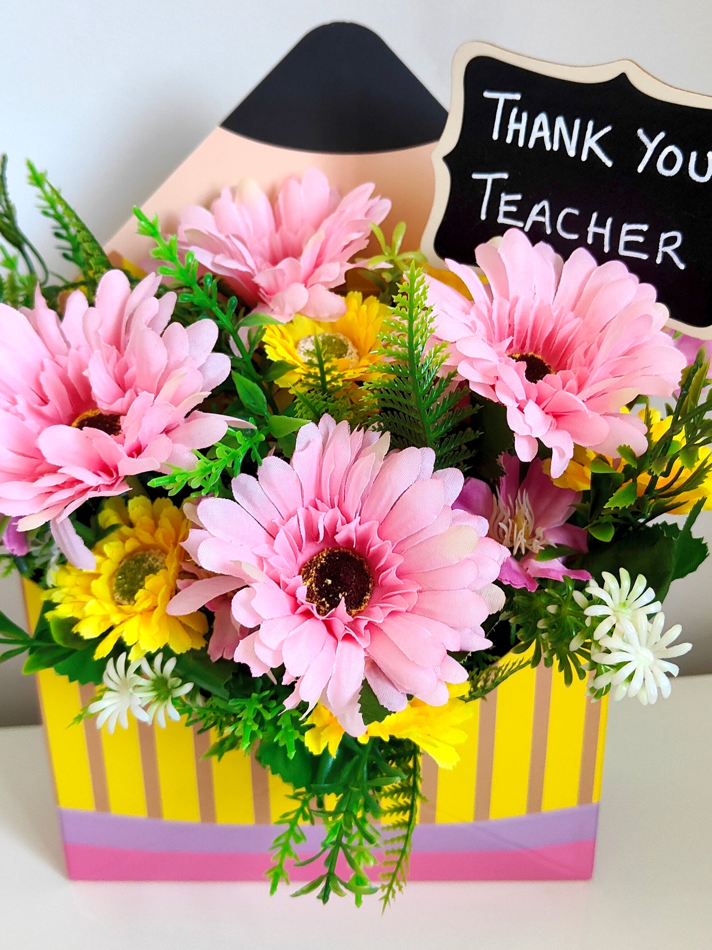 Pencil Artificial Flower Bouquet Teacher Gift Arrangement