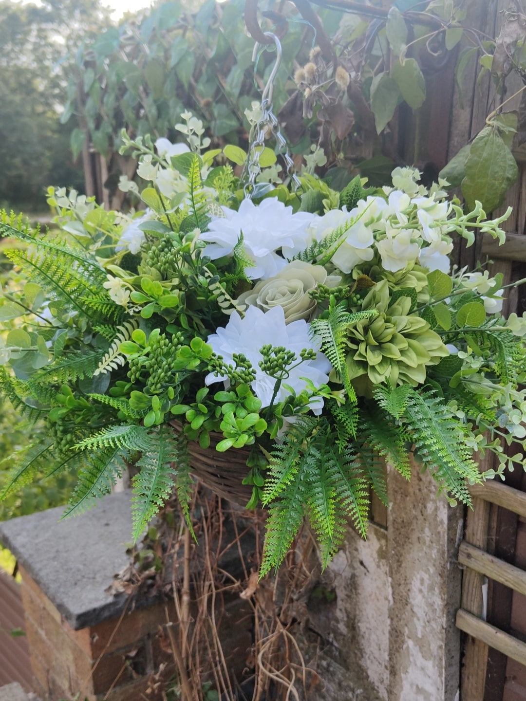Sage Green Artificial Flower Hanging Basket 10 inch