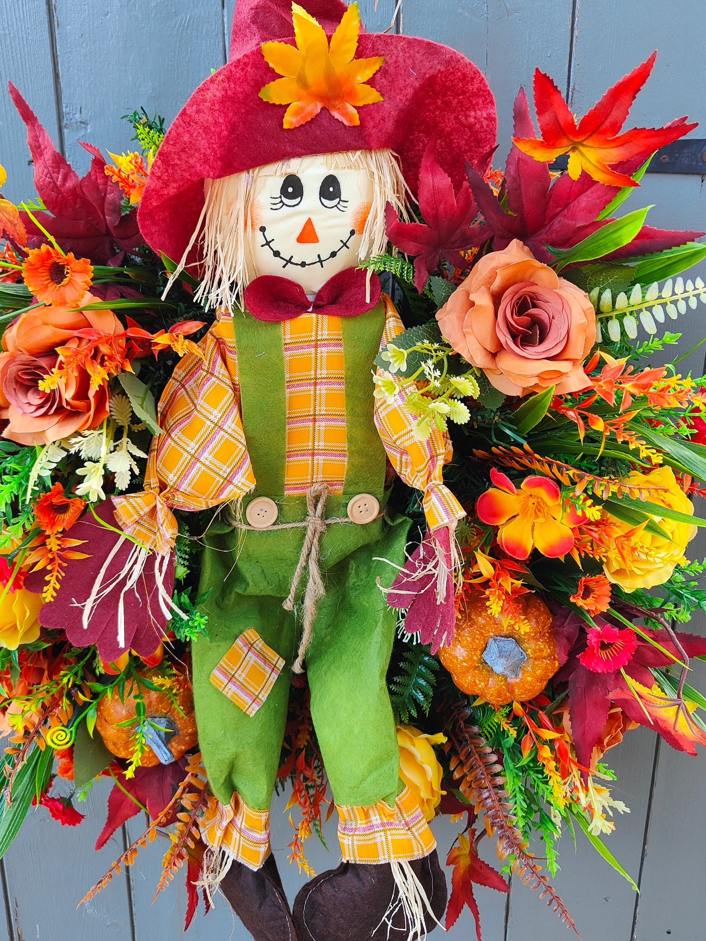 Autumn Scarecrow Pumpkin Artificial Flower Wreath