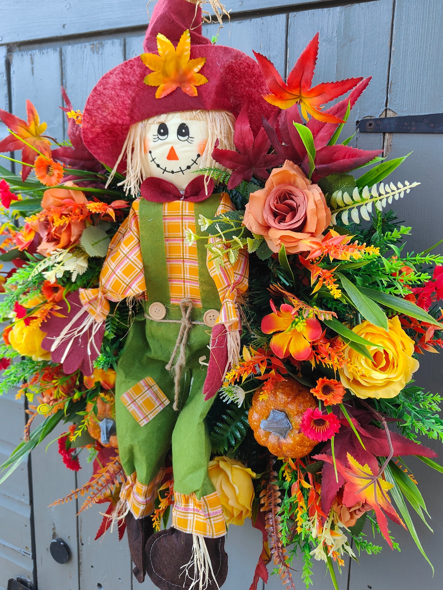 Autumn Scarecrow Pumpkin Artificial Flower Wreath