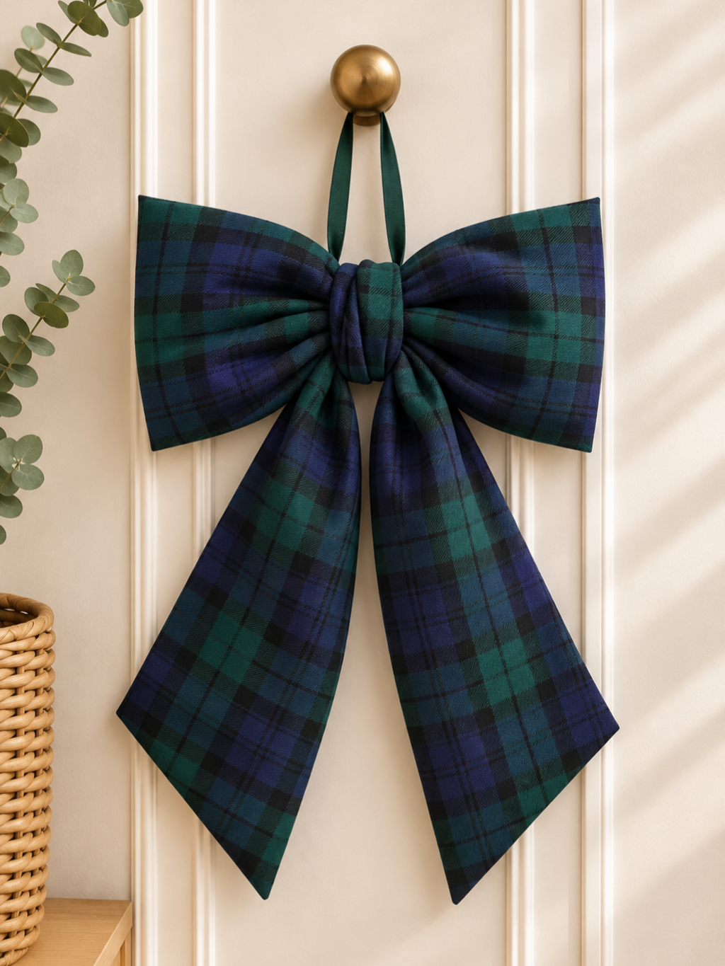 Green Black Watch Tartan Hanging Bow – Christmas Tree Topper