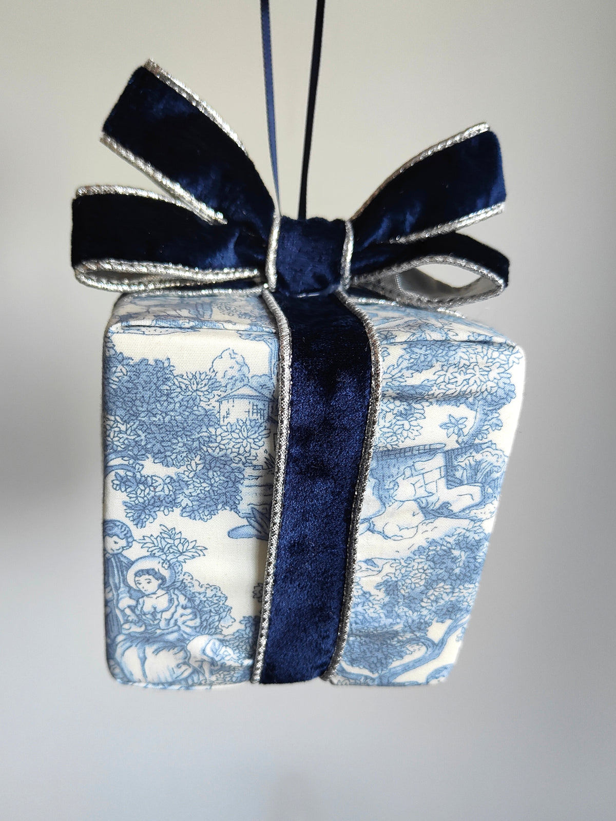 Blue Toile de Jouy Handmade Christmas Tree Decorations Present