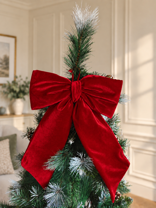Red Velvet Christmas Hanging Bow – Tree Topper