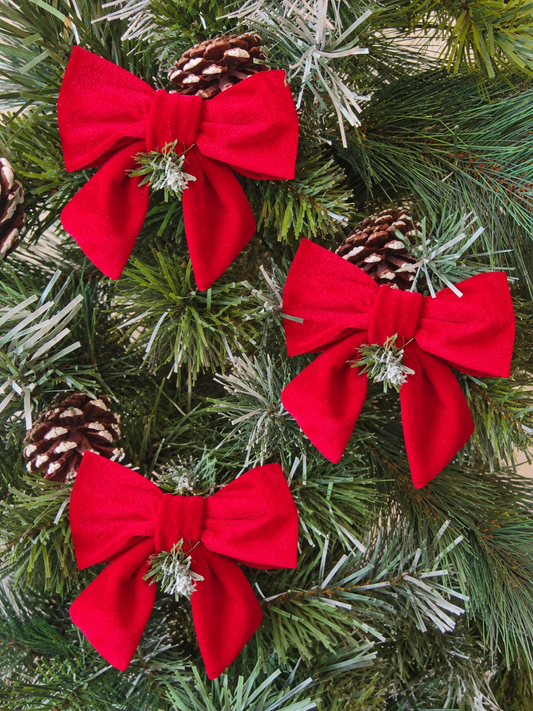 Red Velvet Christmas Tree Bows – 5.5 Inch