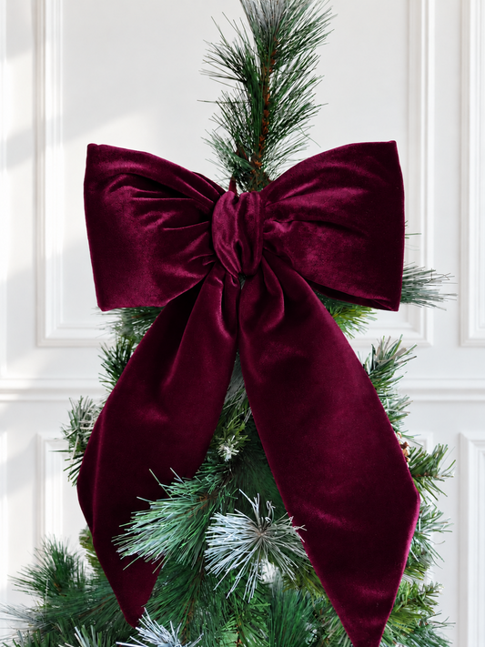 Burgundy Velvet Christmas Hanging Bow – Tree Topper
