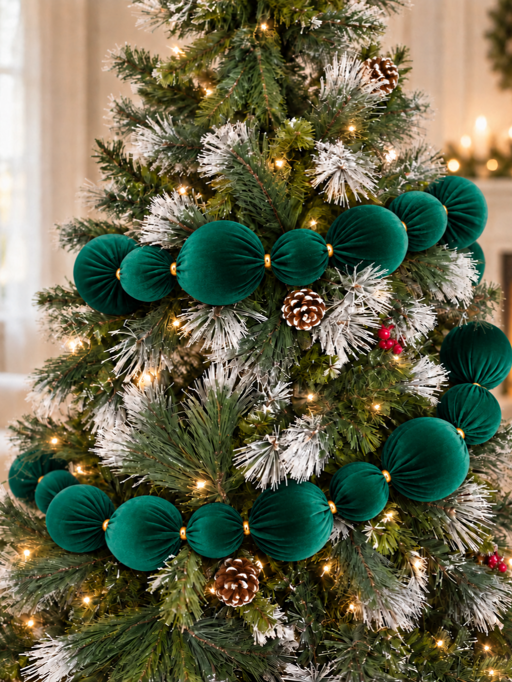 Green 7ft Velvet Bauble Garland