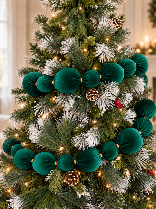 Green 7ft Velvet Bauble Garland