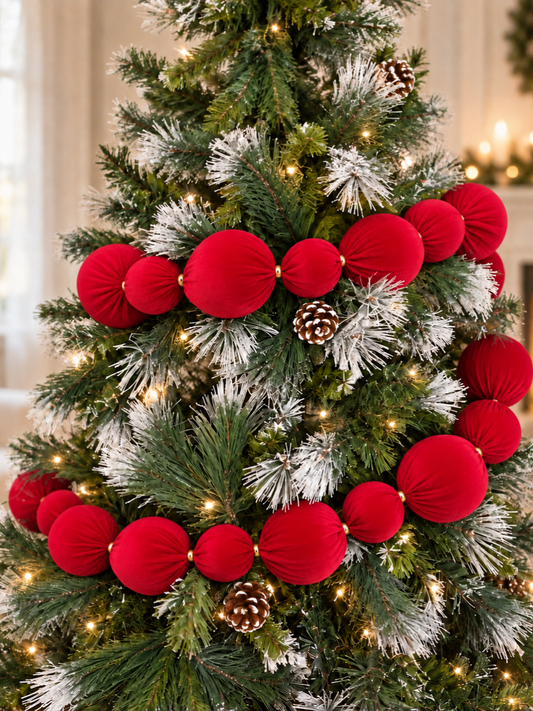 Dark Red 7ft Velvet Bauble Garland
