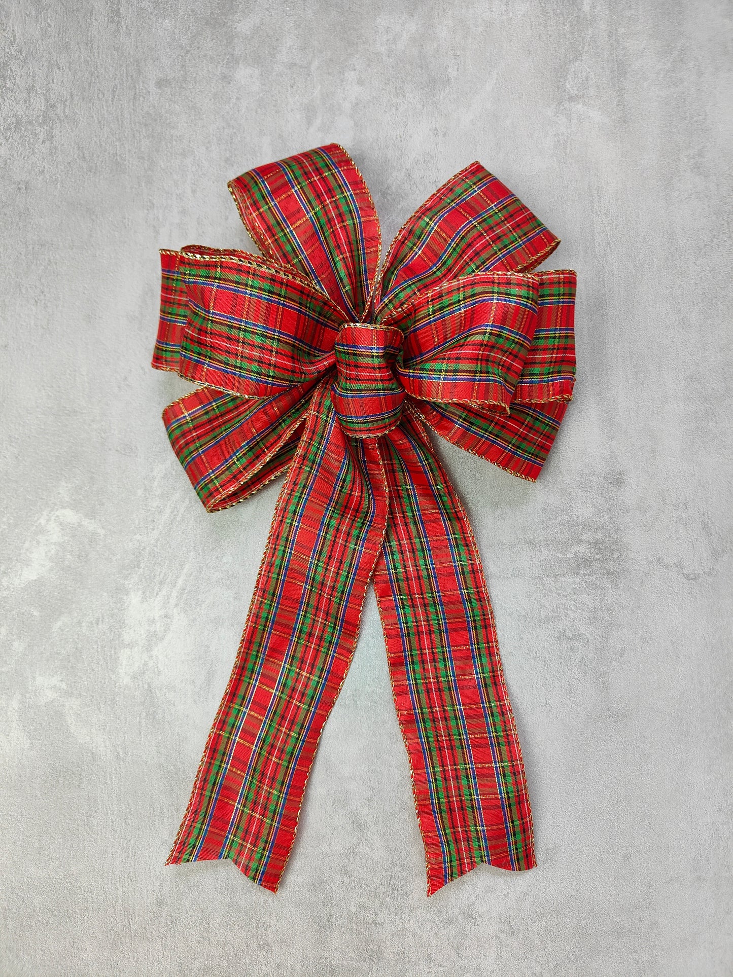 Red Green Tartan Bow Christmas 10 inch
