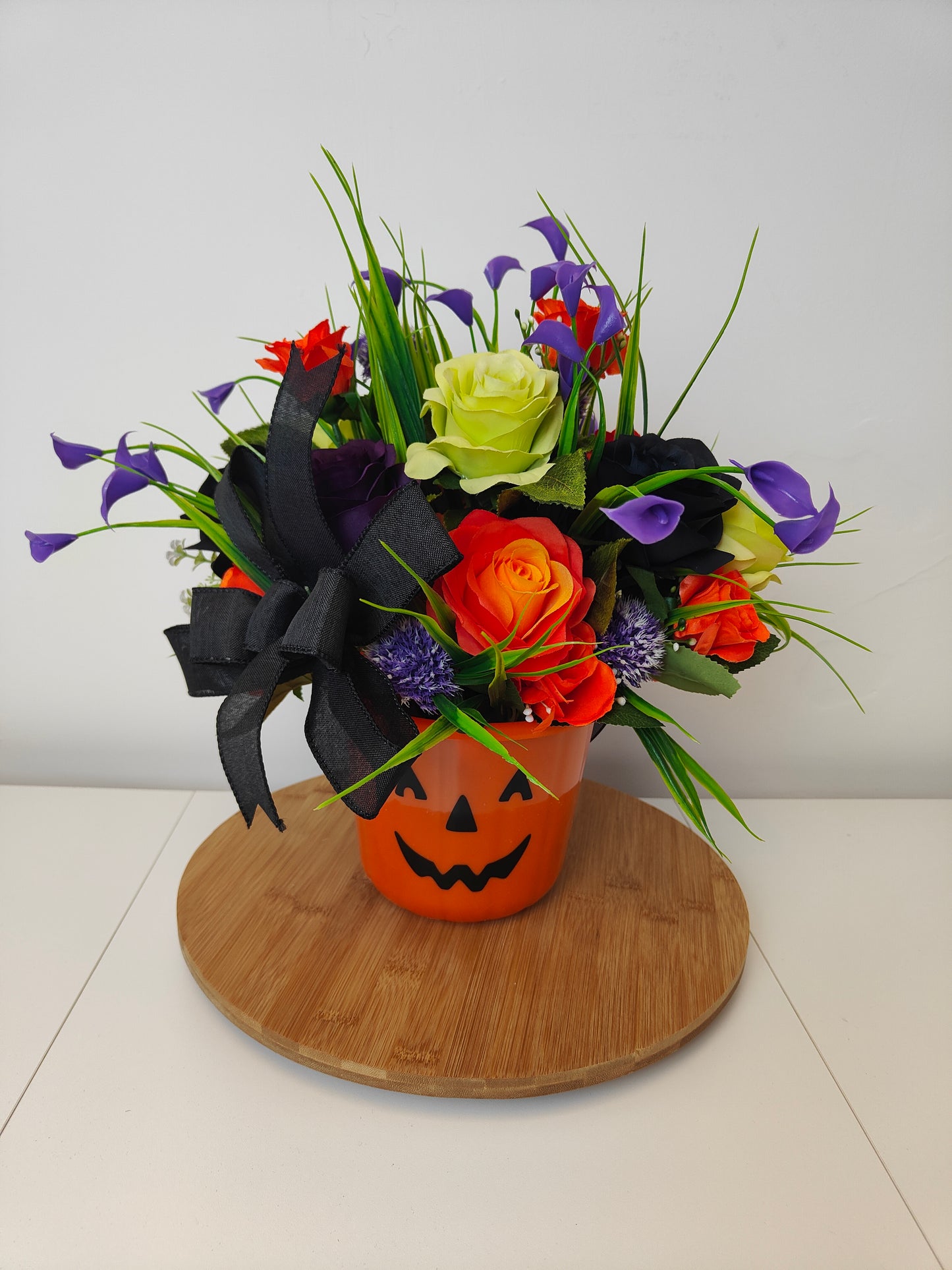 Bright Halloween Pumpkin Artificial Flower Arrangement
