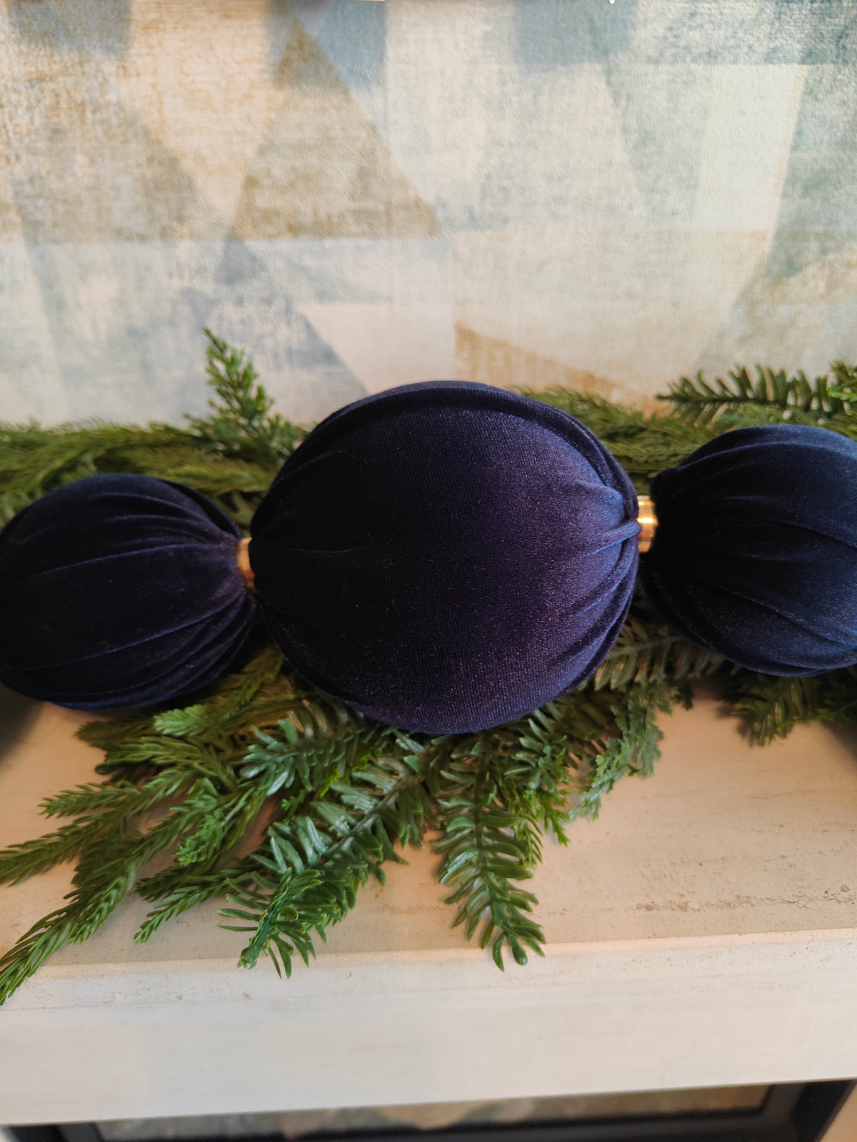 Navy Blue 7ft Velvet Bauble Garland